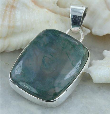 Agate Moss Pendant stone of abundance 1794